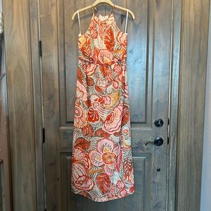 #150. LOFT Tropical Halter Maxi Dress. Size 8P.